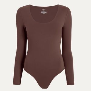 Nuuds Long Sleeve Scoop Neck Bodysuit-Coffee medium